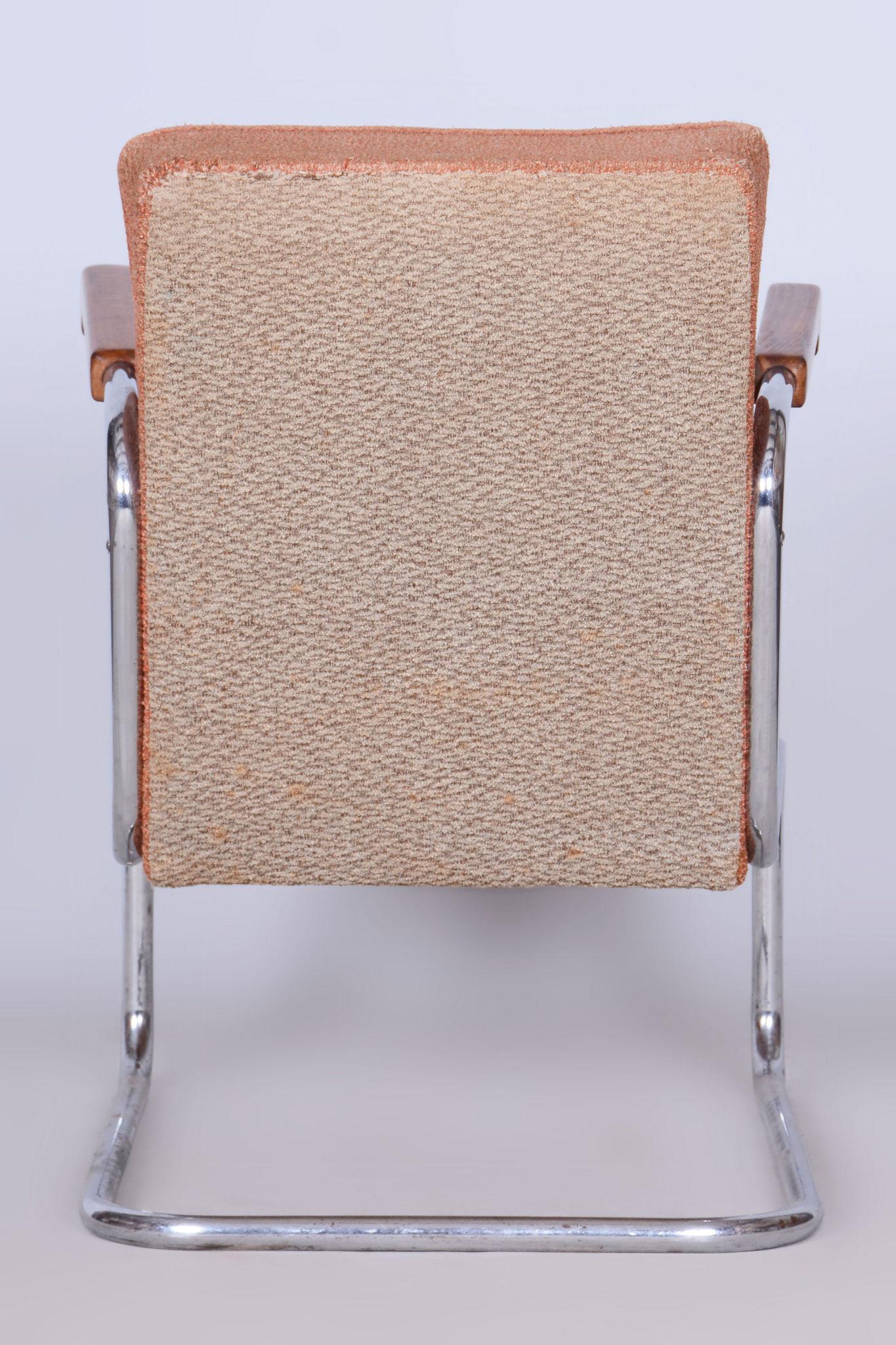 Original Bauhaus Armchair, by Vichr a Spol., Chrome, Steel, Czech, 1930s For Sale 7