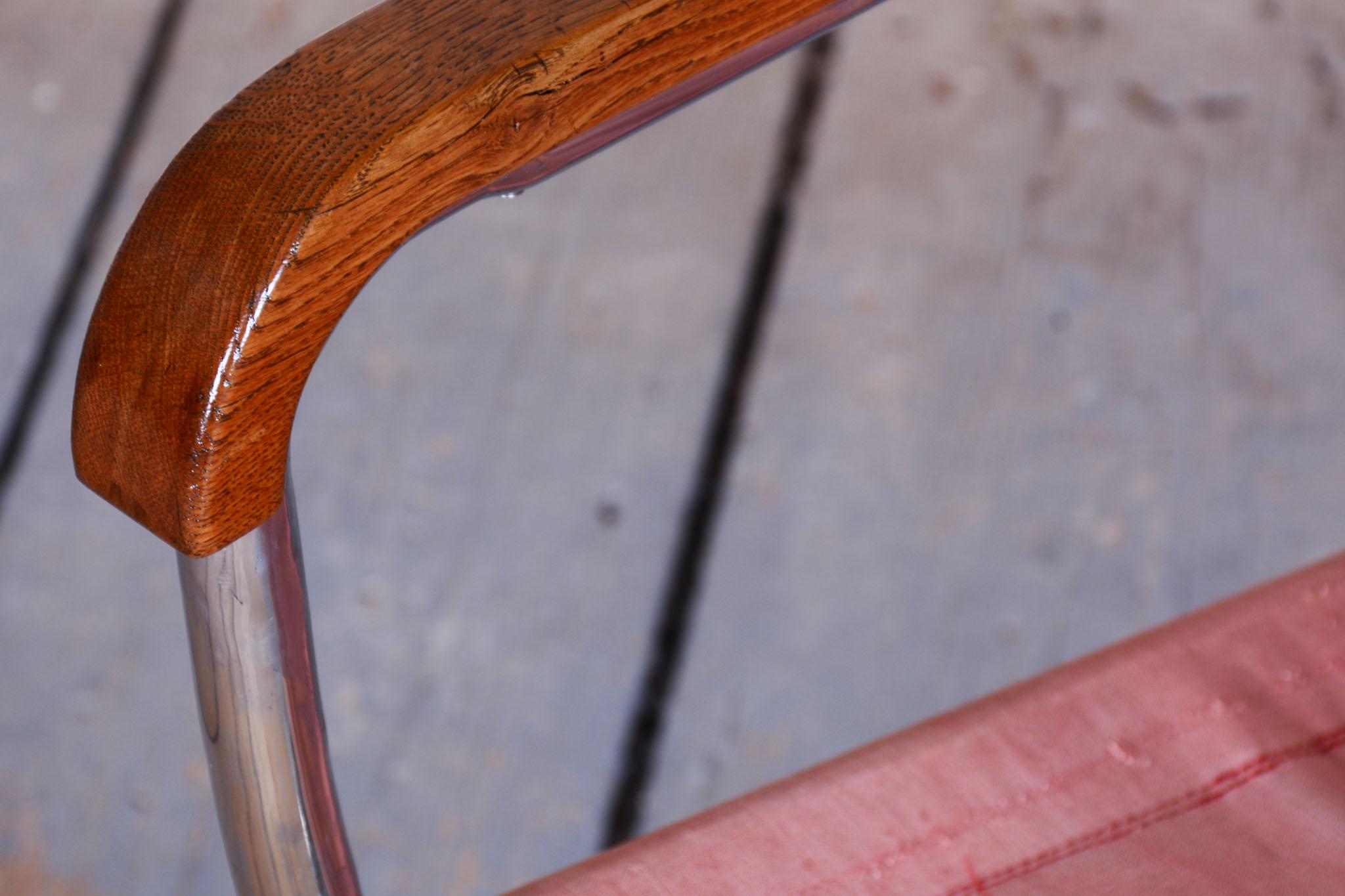 Chaise Bauhaus originale de J. Halabala, UP Zavody, hêtre, chrome, tchèque, années 1930 en vente 4