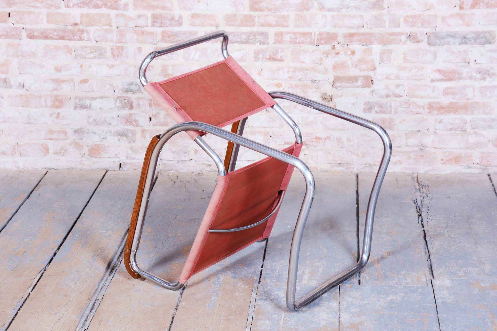 Chaise Bauhaus originale de J. Halabala, UP Zavody, hêtre, chrome, tchèque, années 1930 en vente 6