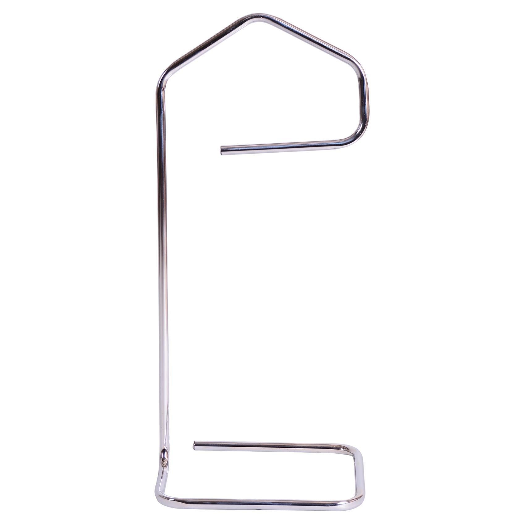 Original Bauhaus Clothes Valet Stand, Chrome-Plated Steel, Czech, 1970s