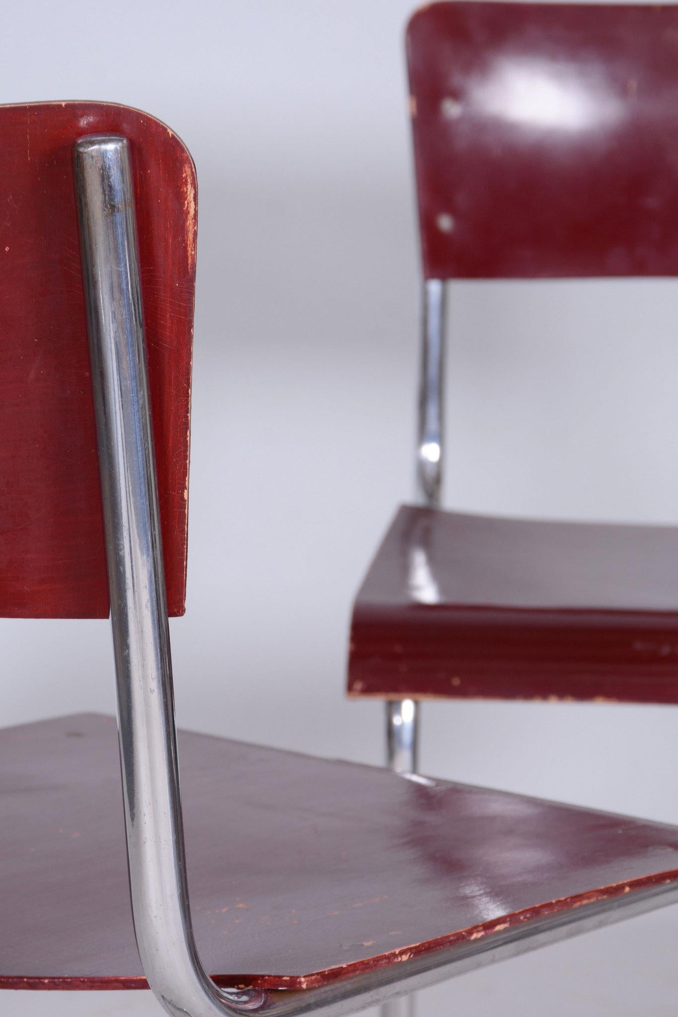 Original Bauhaus Dining Set, by Hynek Gottwald, Chrome, Czech, 1930s For Sale 6