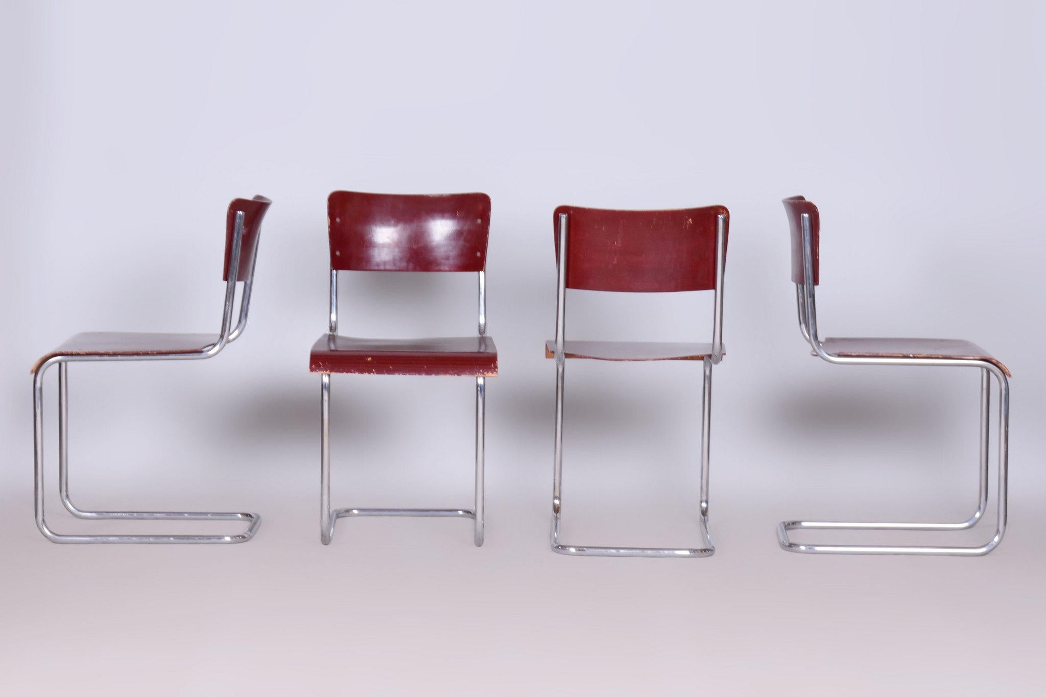 Original Bauhaus Dining Set, by Hynek Gottwald, Chrome, Czech, 1930s For Sale 1