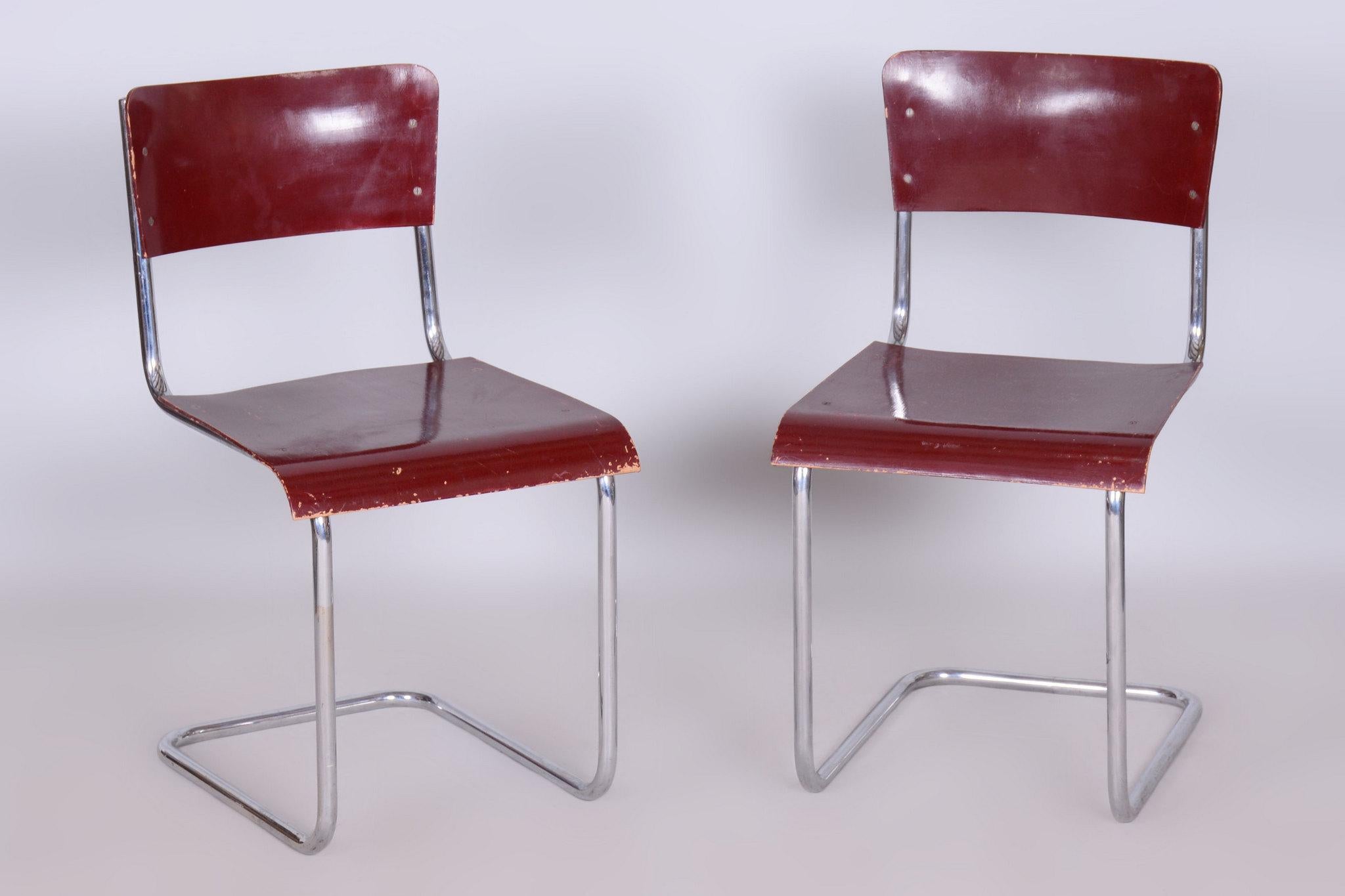 Original Bauhaus Dining Set, by Hynek Gottwald, Chrome, Czech, 1930s For Sale 3