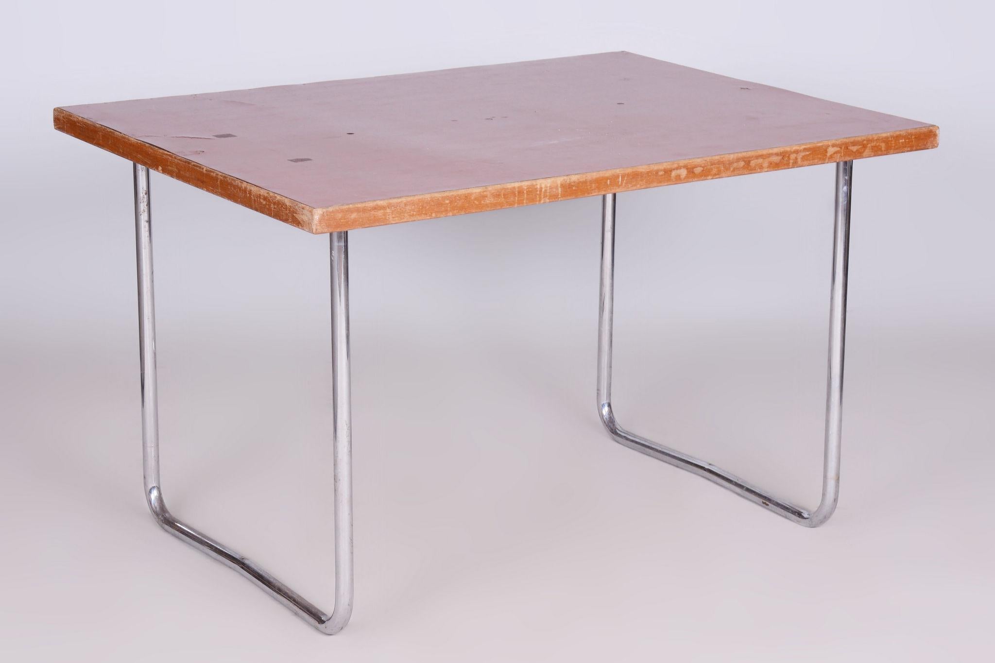 Mid-20th Century Original Bauhaus Dining Table, by Mücke - Melder, Well Preserved, Czech, 1930s For Sale