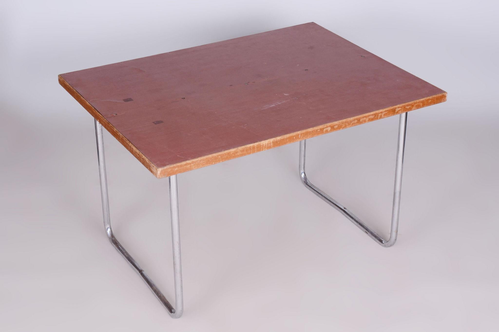 Spruce Original Bauhaus Dining Table, by Mücke - Melder, Well Preserved, Czech, 1930s For Sale