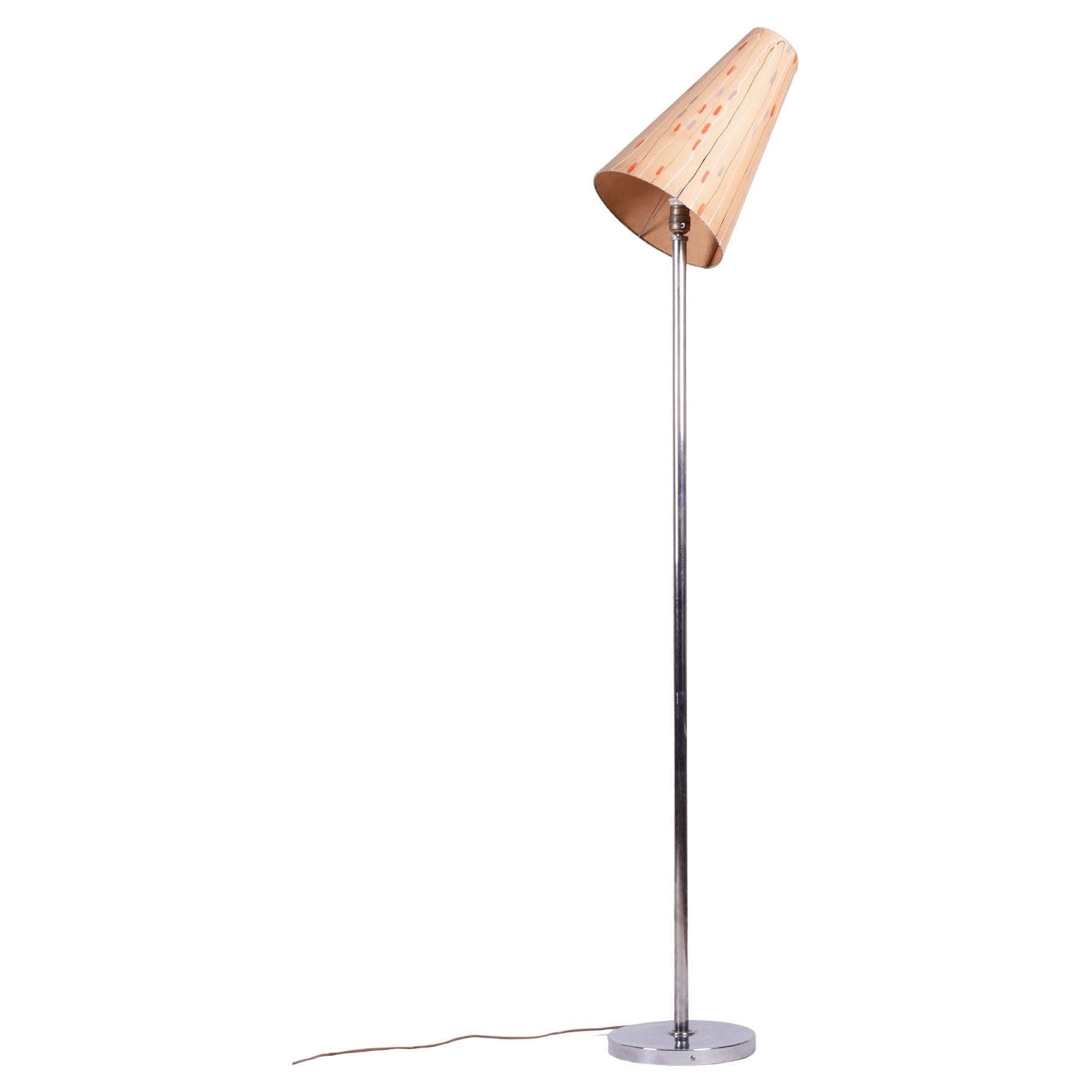 Original Bauhaus Floor Lamp, Tubular Chrome-Plated Steel, Czech, 1940s