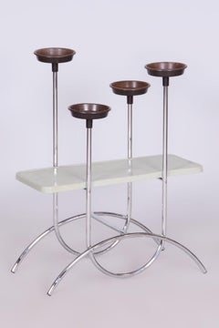 Original florero Bauhaus, acero cromado, baquelita, checo, años 40