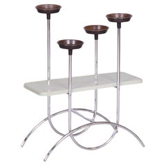 Original Bauhaus Flower Stand, Chrome-Plated Steel, Bakelite, Czech, 1940s