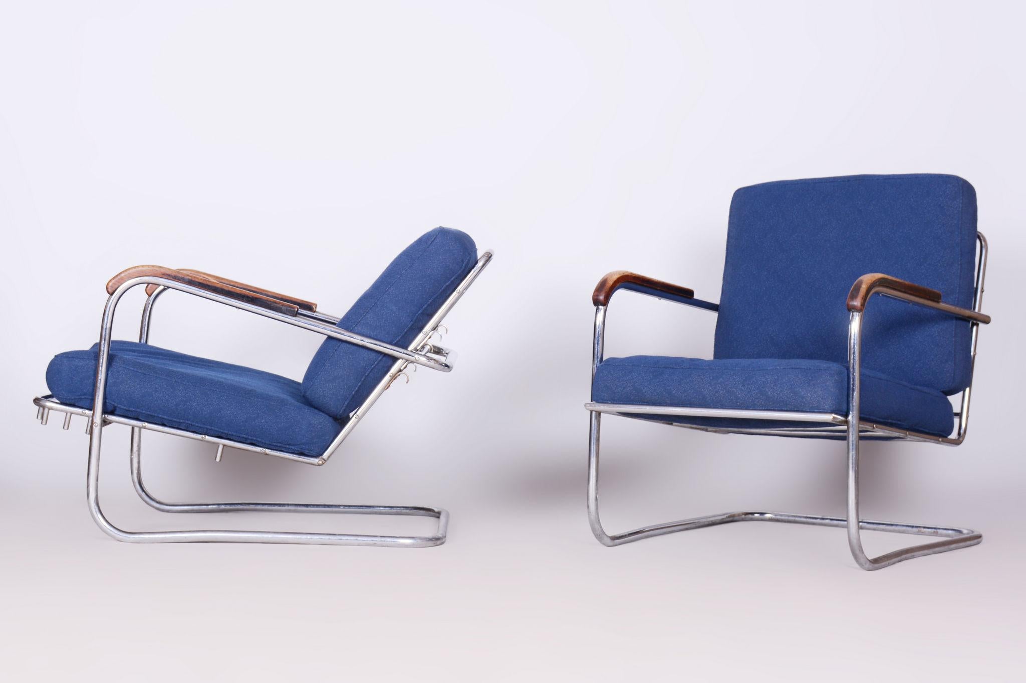 Originales Bauhaus-Sesselpaar, verchromter Stahl, Schweiz, 1930er Jahre im Angebot 4