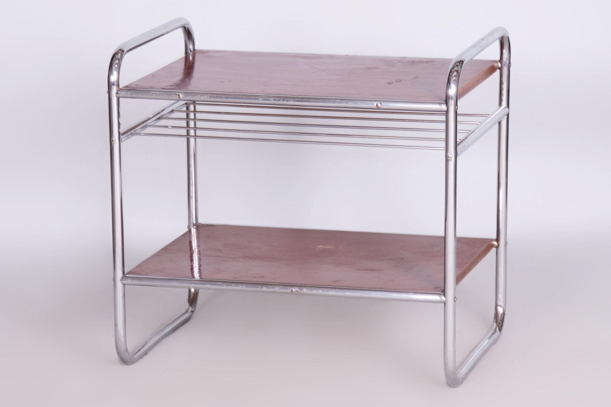 Original Bauhaus Side Table, Chrome-Plated Steel, Czechia, 1930s For Sale 5