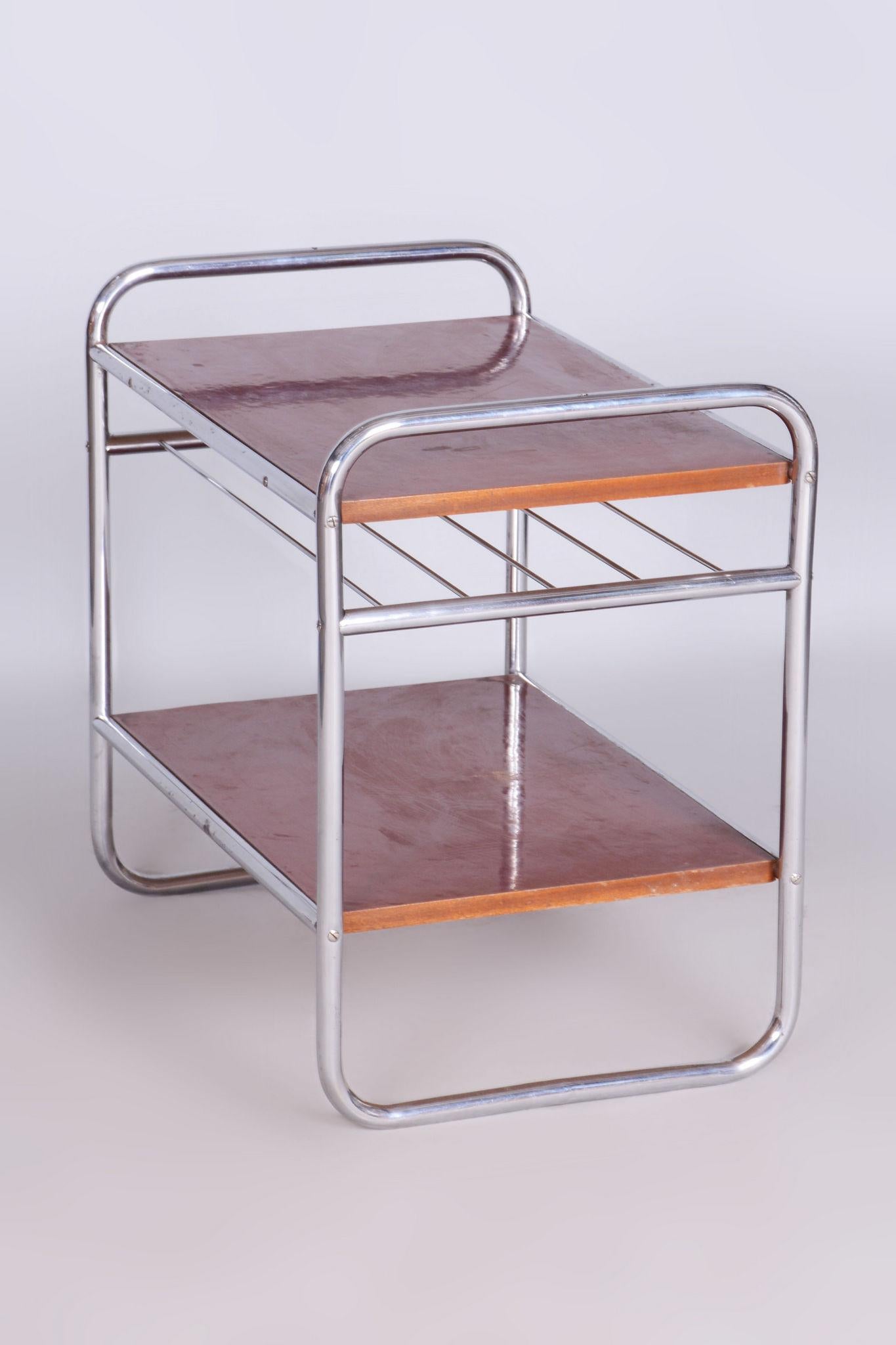 Mid-20th Century Original Bauhaus Side Table, Chrome-Plated Steel, Czechia, 1930s For Sale