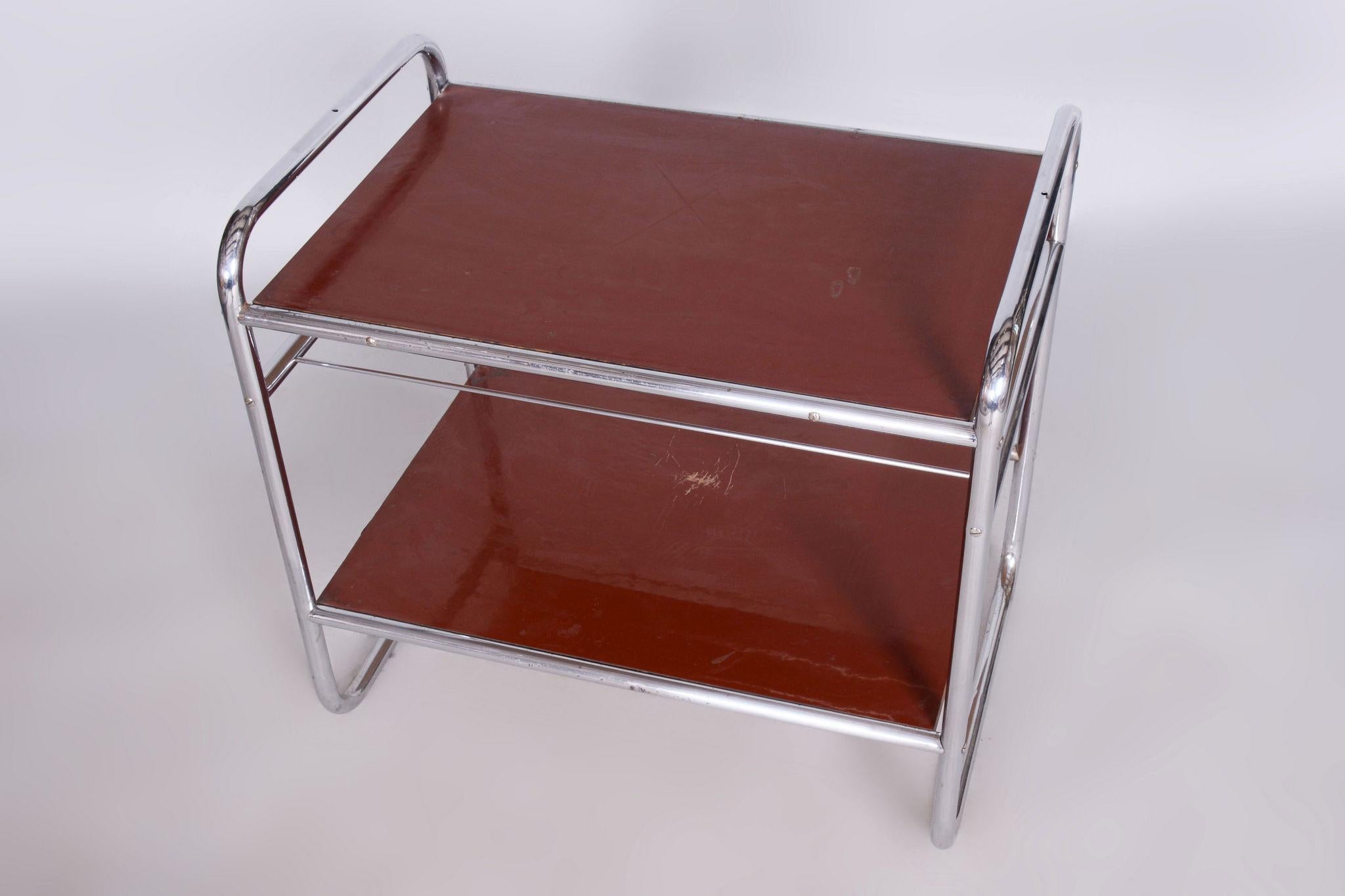 Original Bauhaus Side Table, Chrome-Plated Steel, Czechia, 1930s For Sale 2