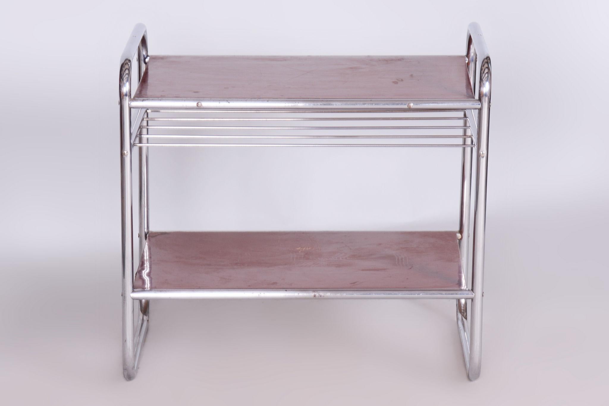 Original Bauhaus Side Table, Chrome-Plated Steel, Czechia, 1930s For Sale 4