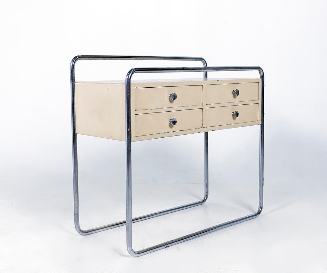 Original Bauhaus chest of drawers. Four Drawers, chromed steel. 
From the estate of Max Fellerer.
Max Fellerer (1889–1957) trained in Vienna at the Technische Hochschule under Karl König and at the Akademie der bildenden Künste under Otto Wagner.