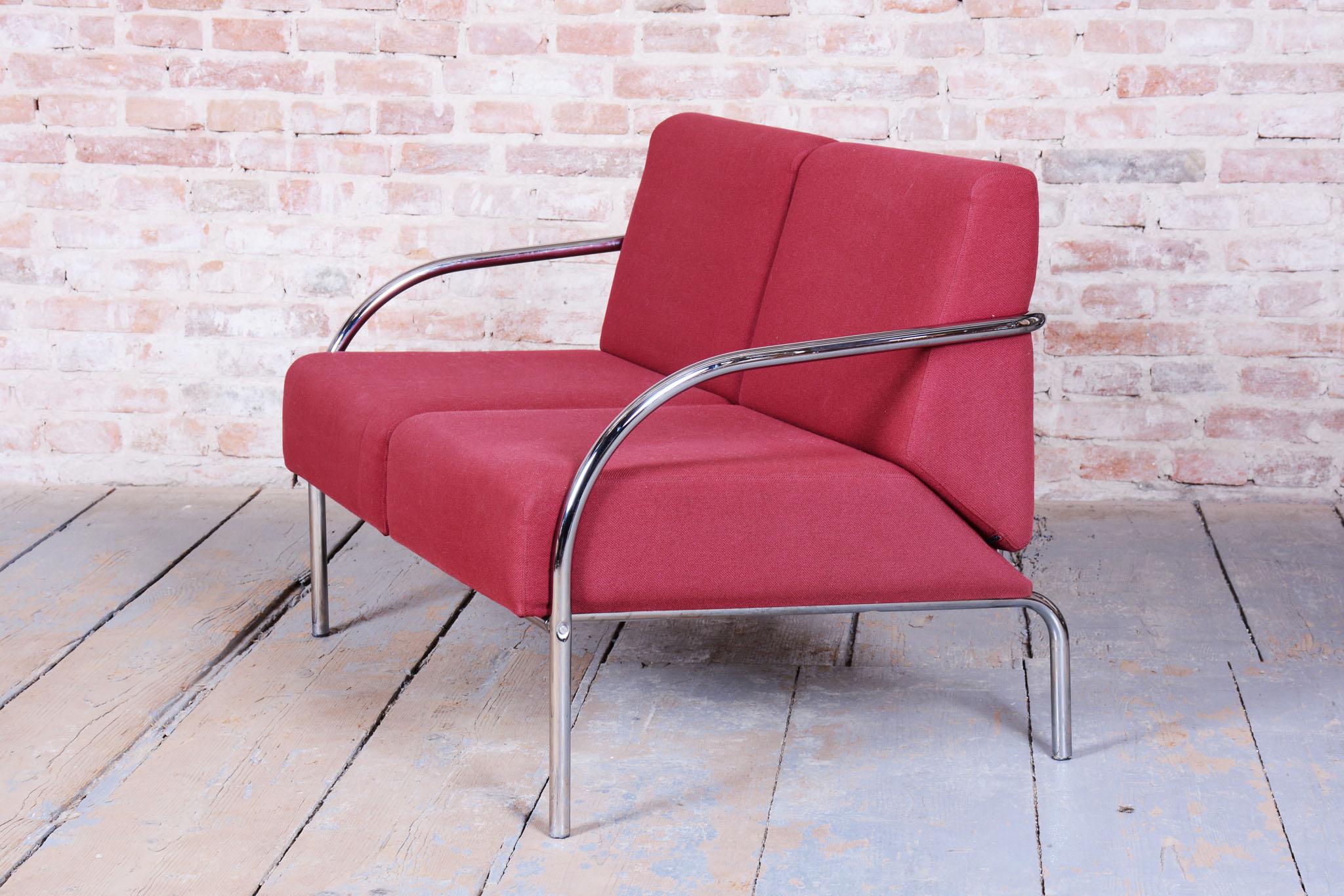 Fin du 20e siècle Canapé Bauhaus d'origine, acier chromé, rembourrage d'origine, Slovaquie, 1970 en vente
