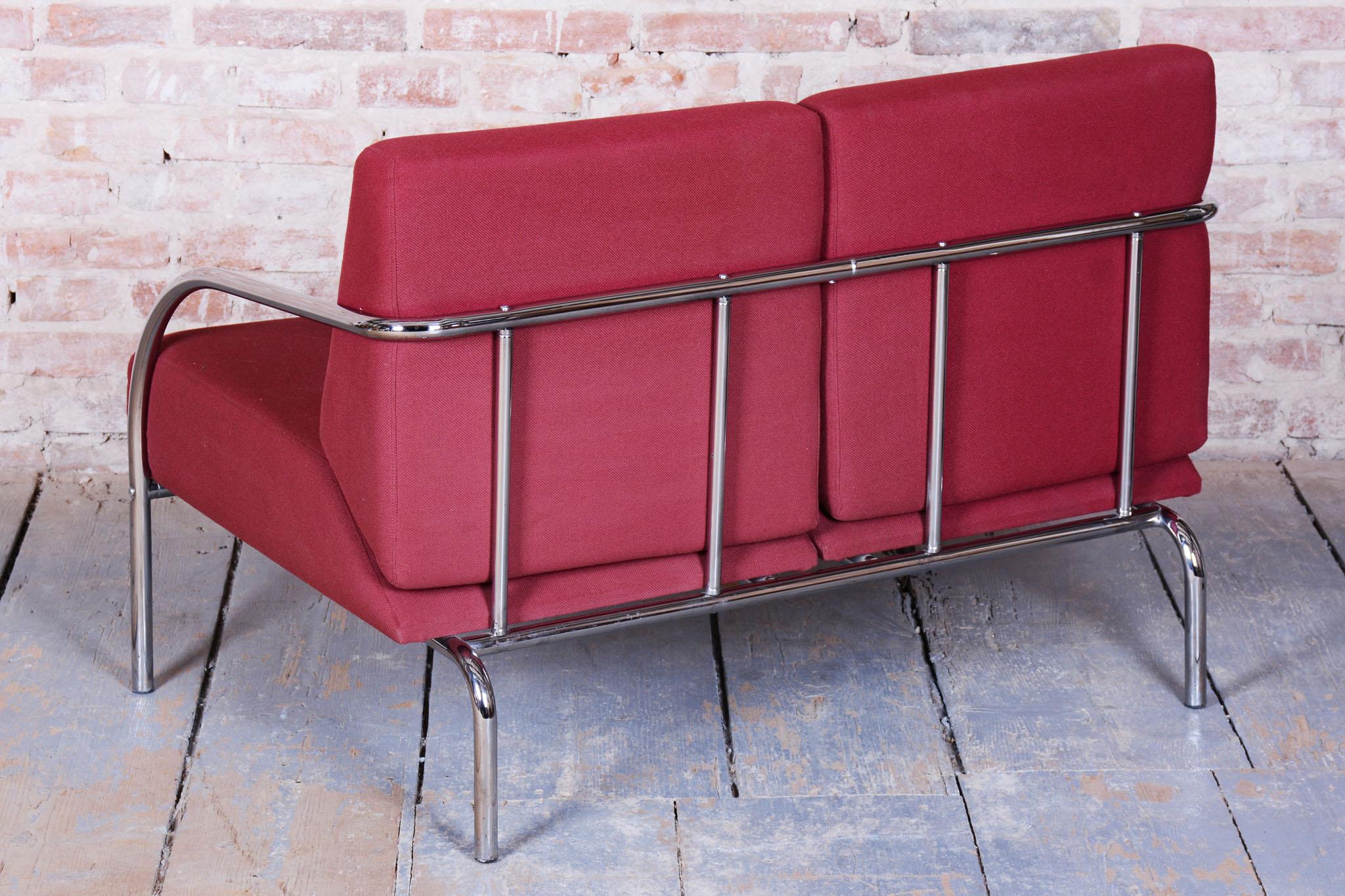 Canapé Bauhaus d'origine, acier chromé, rembourrage d'origine, Slovaquie, 1970 en vente 3