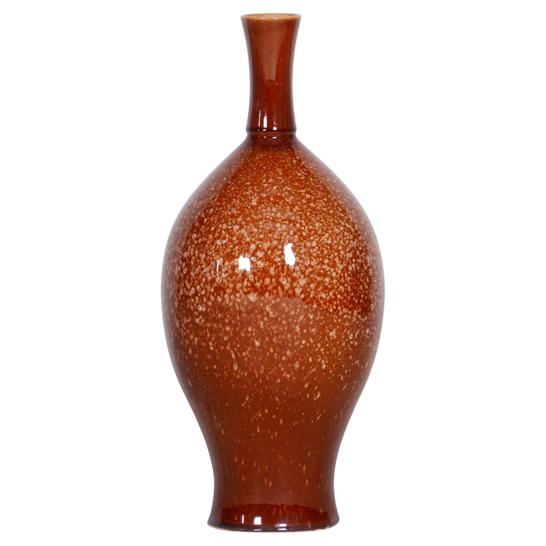 Original Bauhaus Vase, Glazed Ceramics, Well-Preserved Condition, Czechia, 1950s For Sale