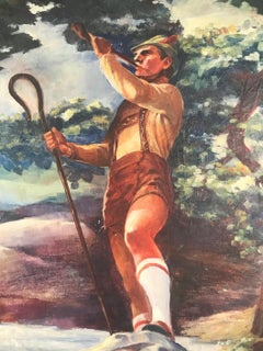 Original Bavarian Tyrolian Folk Art Painting, Signed and Dated