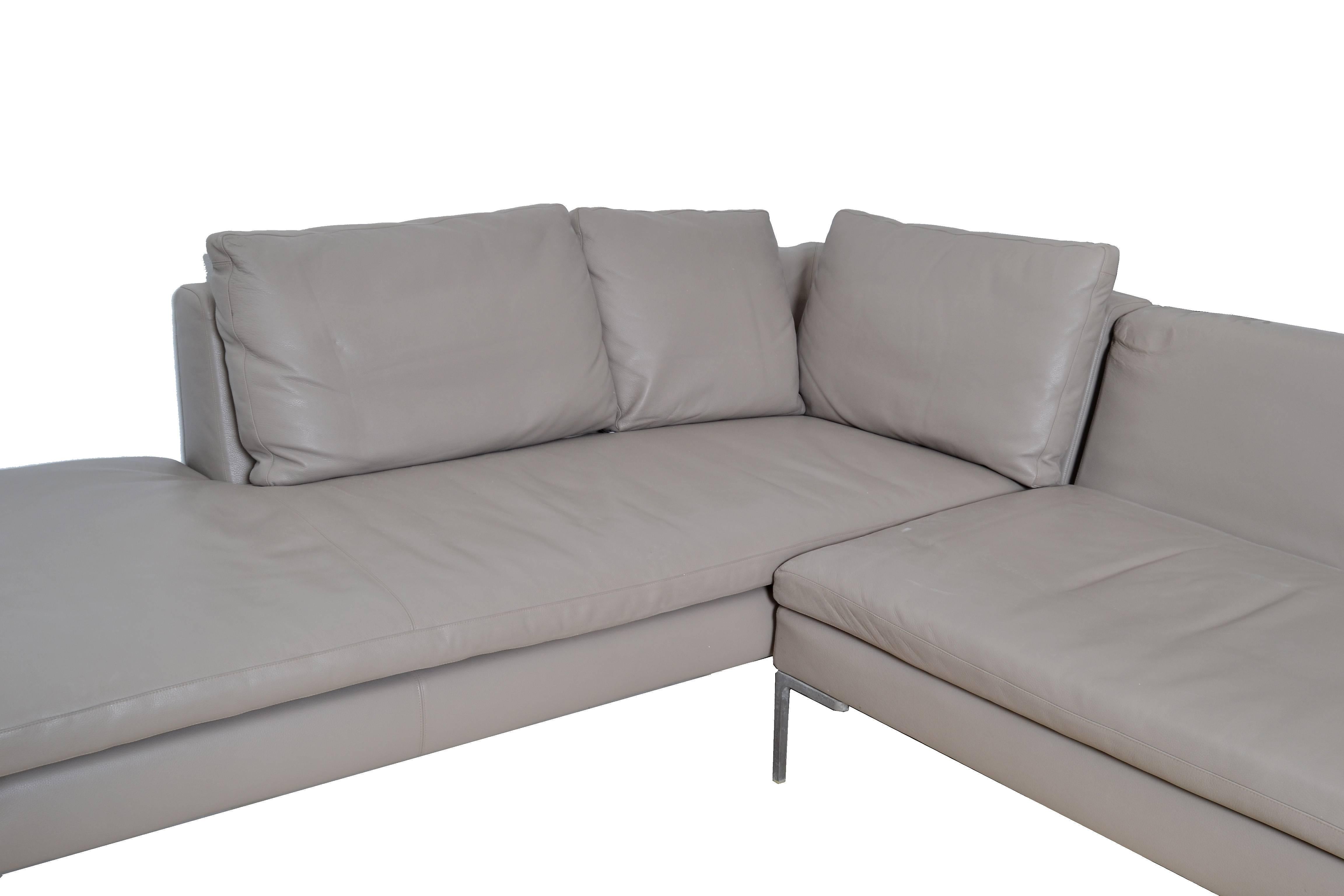 Mid-Century Modern Original B&B Italia Leather Sectional Sofa