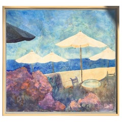 Retro Original Beach Scene Painting "Laguna Beach" by Duzan, 1991