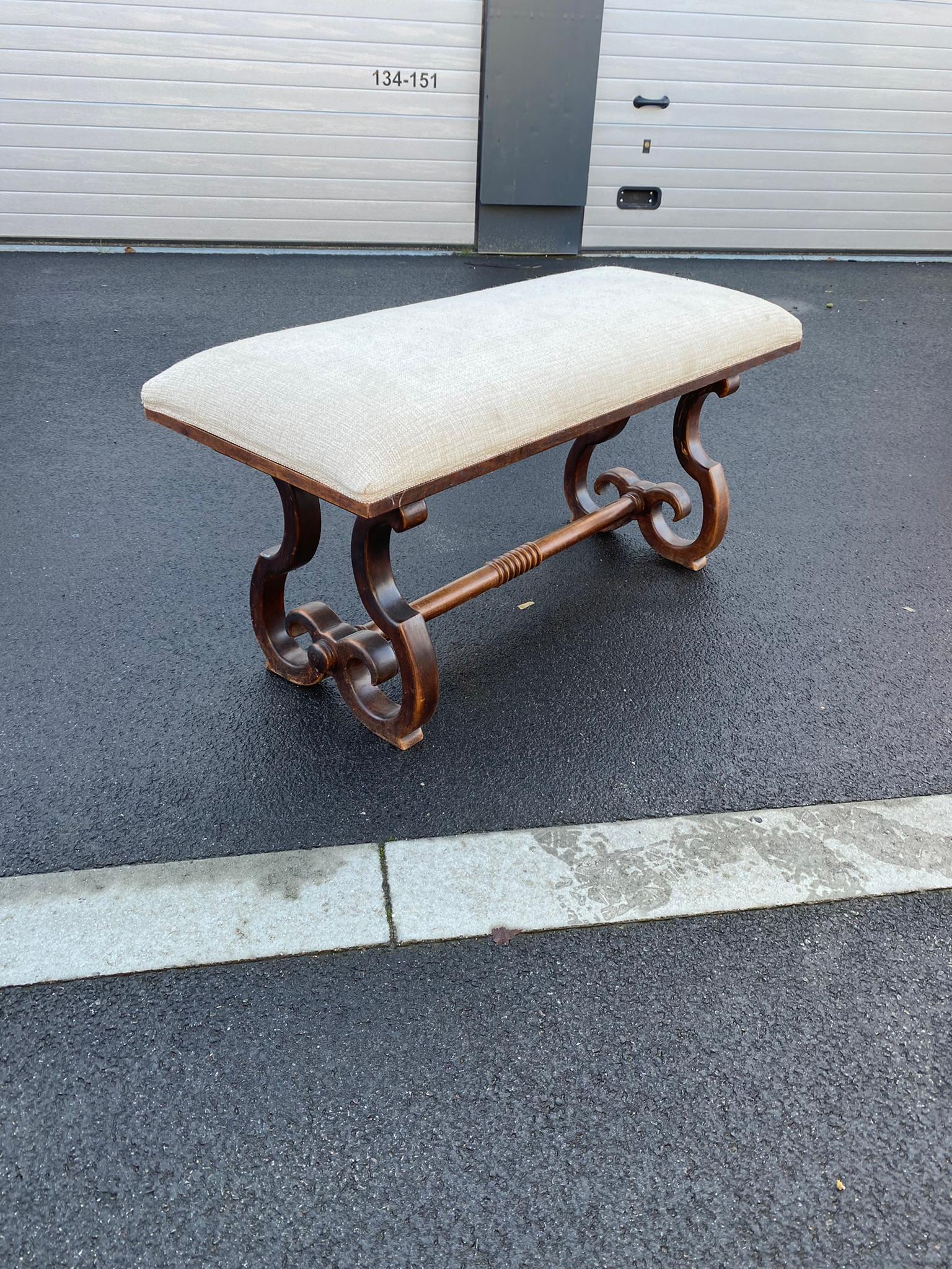 Original beech bench circa 1950 
Fabric to redo.