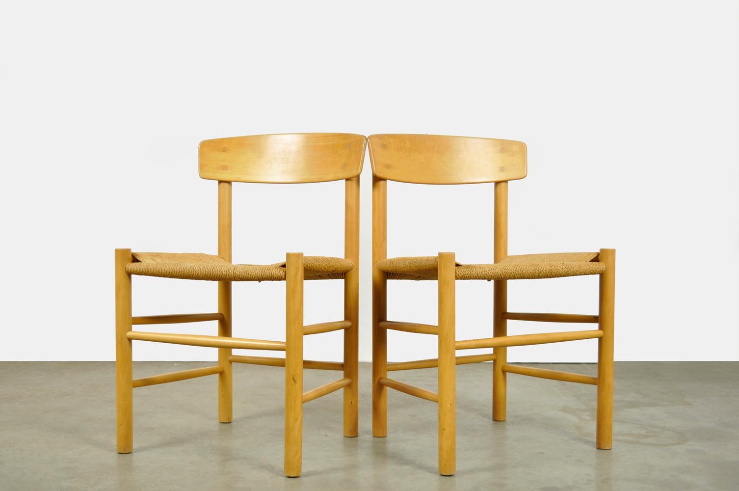 Scandinavian Modern Original Beech Dining Chairs, J39, by Børge Mogensen for F.D.B. Mobler, Denmark