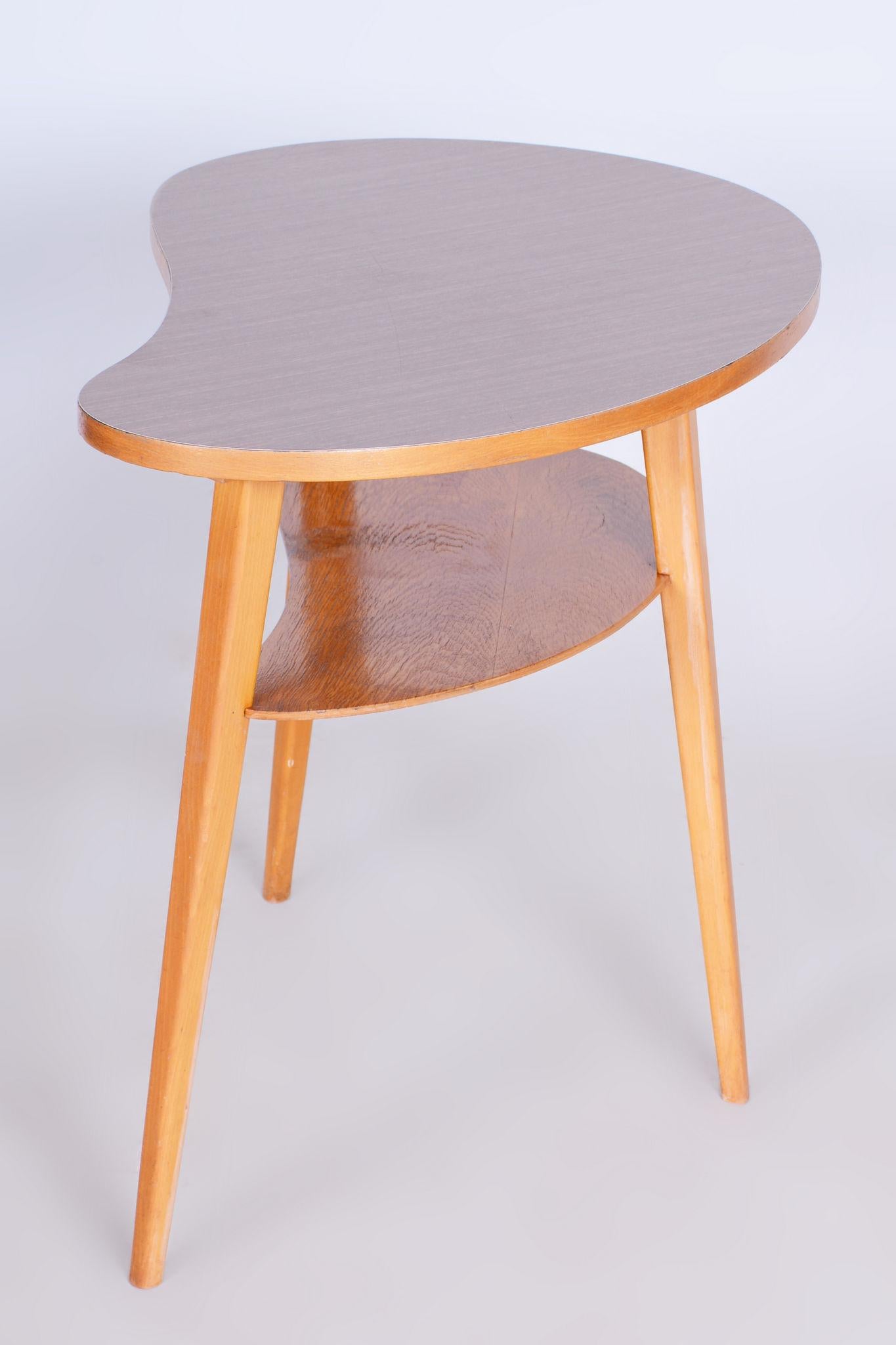 Wood Original Beech MidCentury Small Table, Well Preserved Condition, Czechia, 1950s For Sale