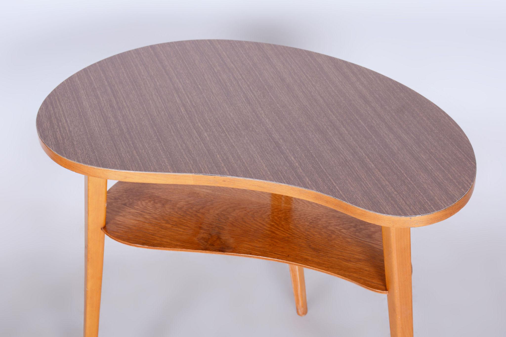 Original Beech MidCentury Small Table, Well Preserved Condition, Czechia, 1950s For Sale 1