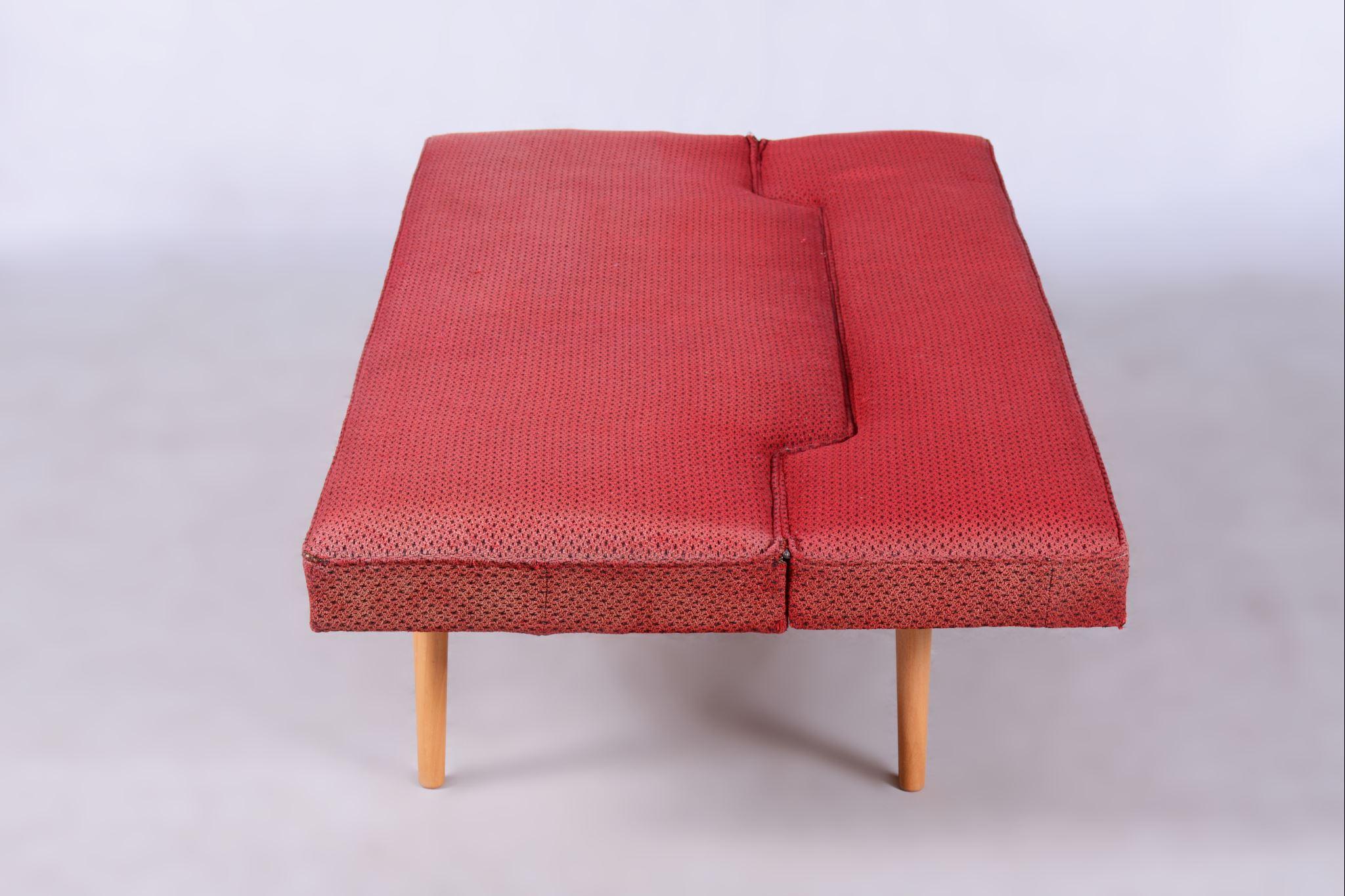 Mid-Century Modern Original Beech Midcentury Sofa by Miroslav Navratil, Czechia, 1960s For Sale