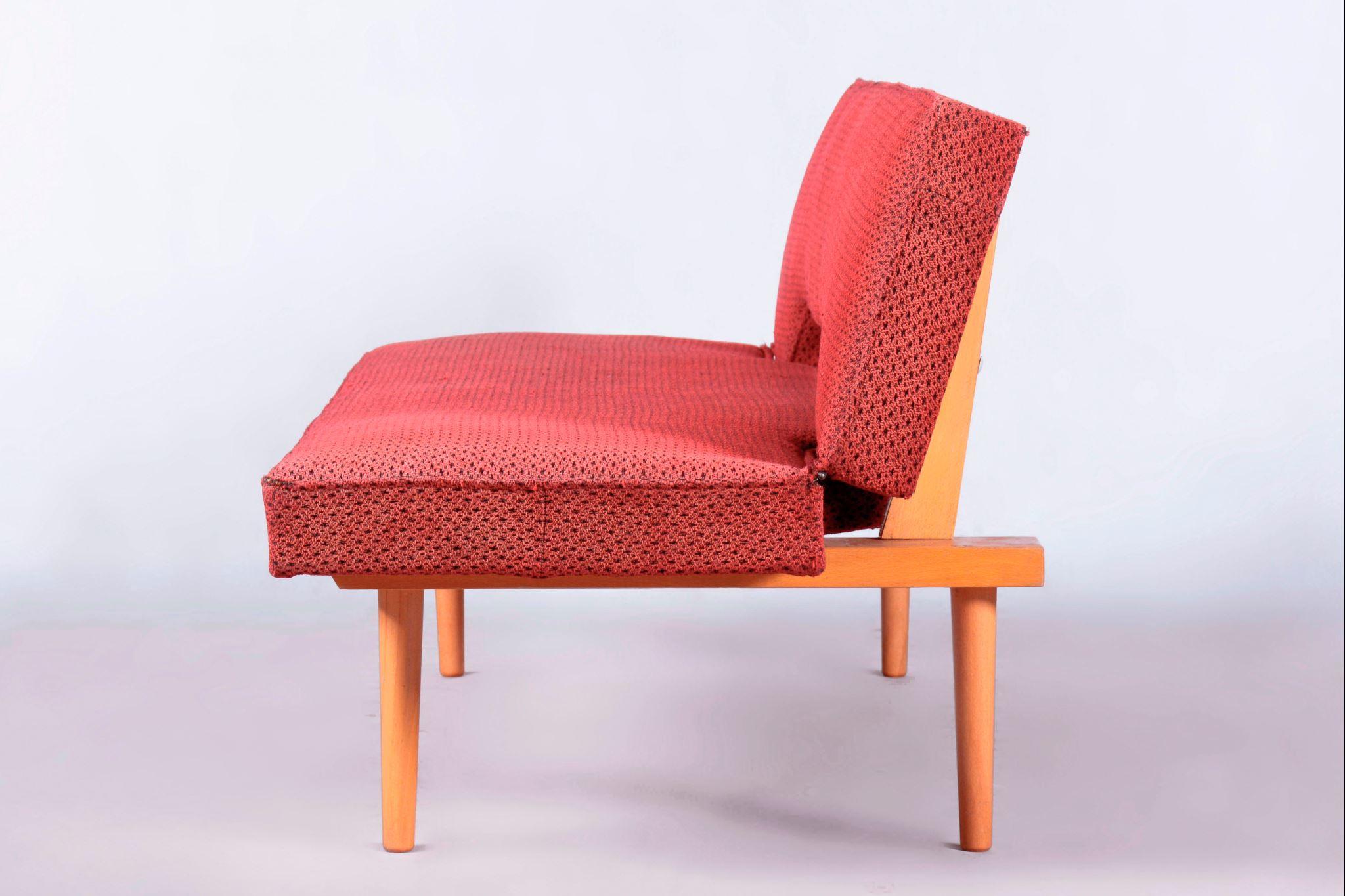 Fabric Original Beech Midcentury Sofa by Miroslav Navratil, Czechia, 1960s For Sale