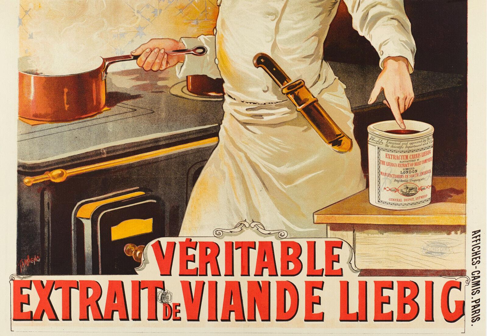 Français Affiche originale de la Belle Époque -Tamagno-Liebig-Viande - Piano-Cook, 1898 en vente