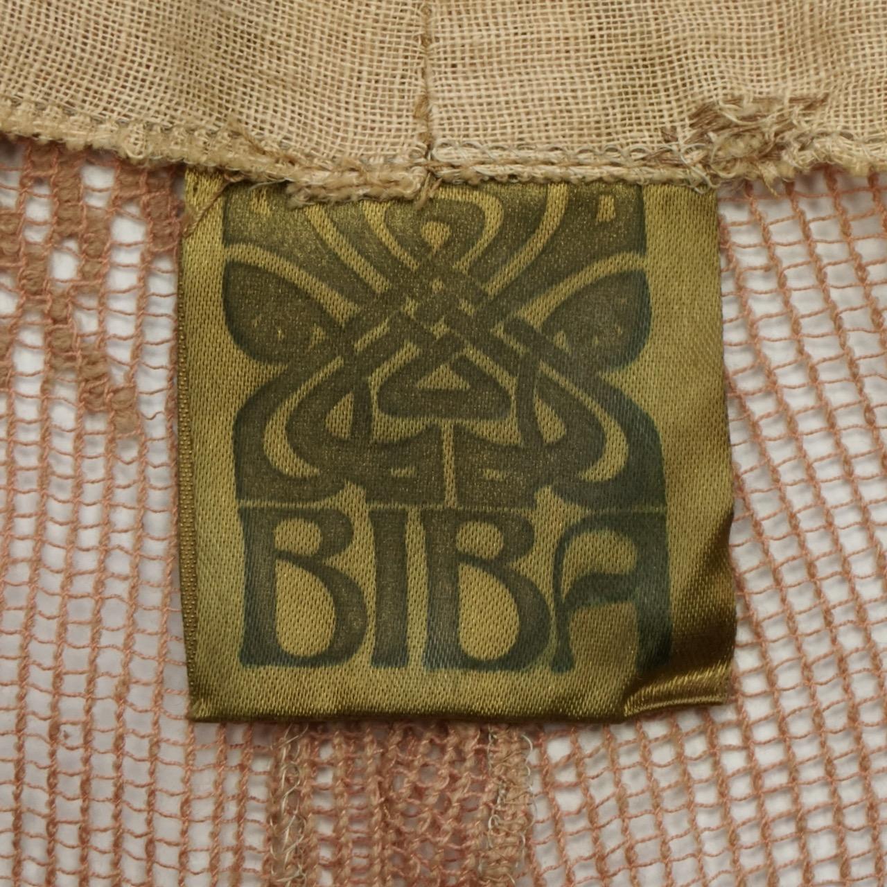 Original BIBA Pinkish Beige Mesh Top with Peacock Embroidery 1970s For Sale 5