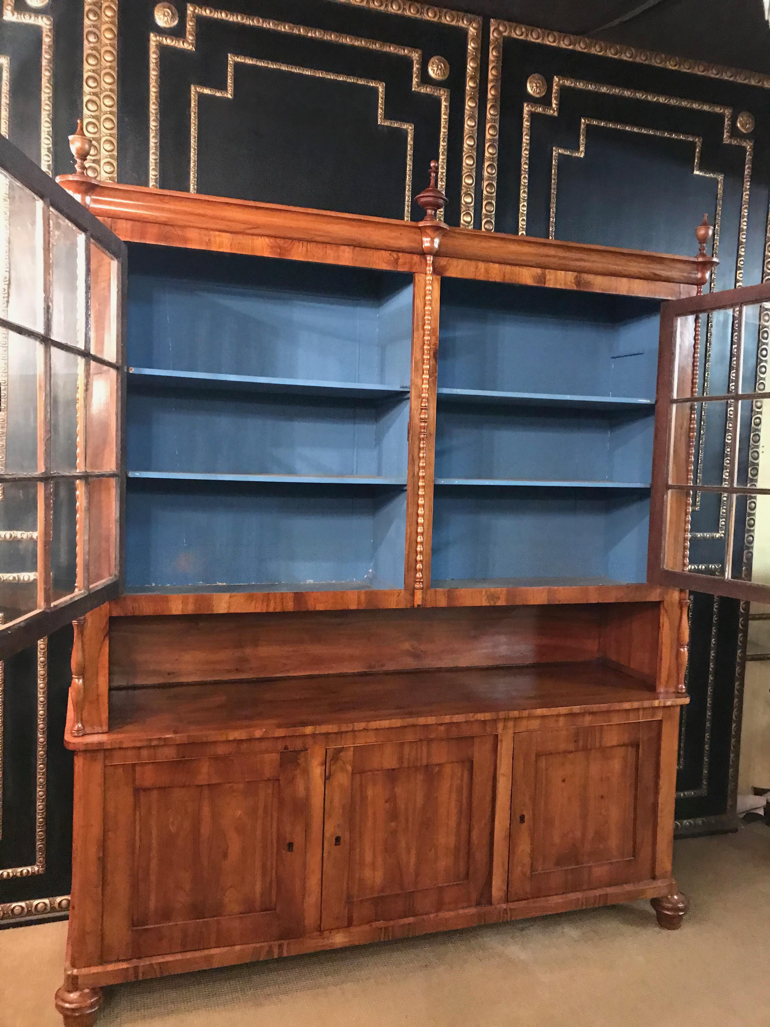 Original Biedermeier Library circa 1840 in Light Walnut Top Condition 9