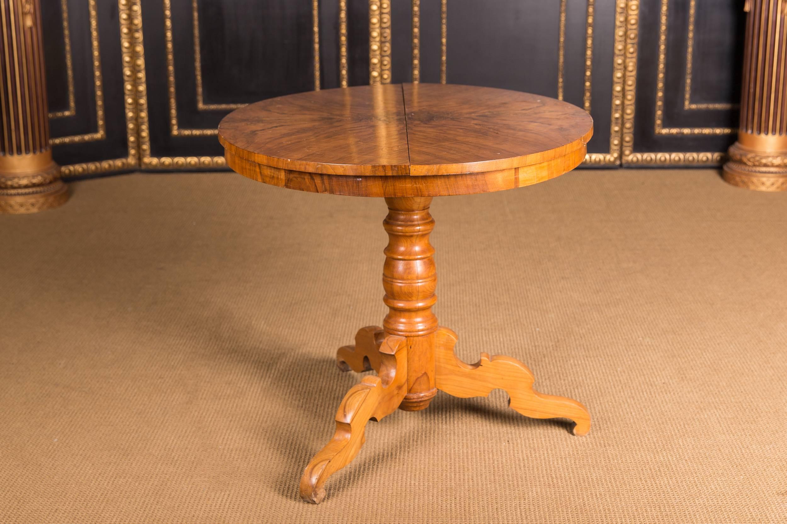 19th Century Original antique Biedermeier Table circa 1835 Walnut with walnut Root Veneer
