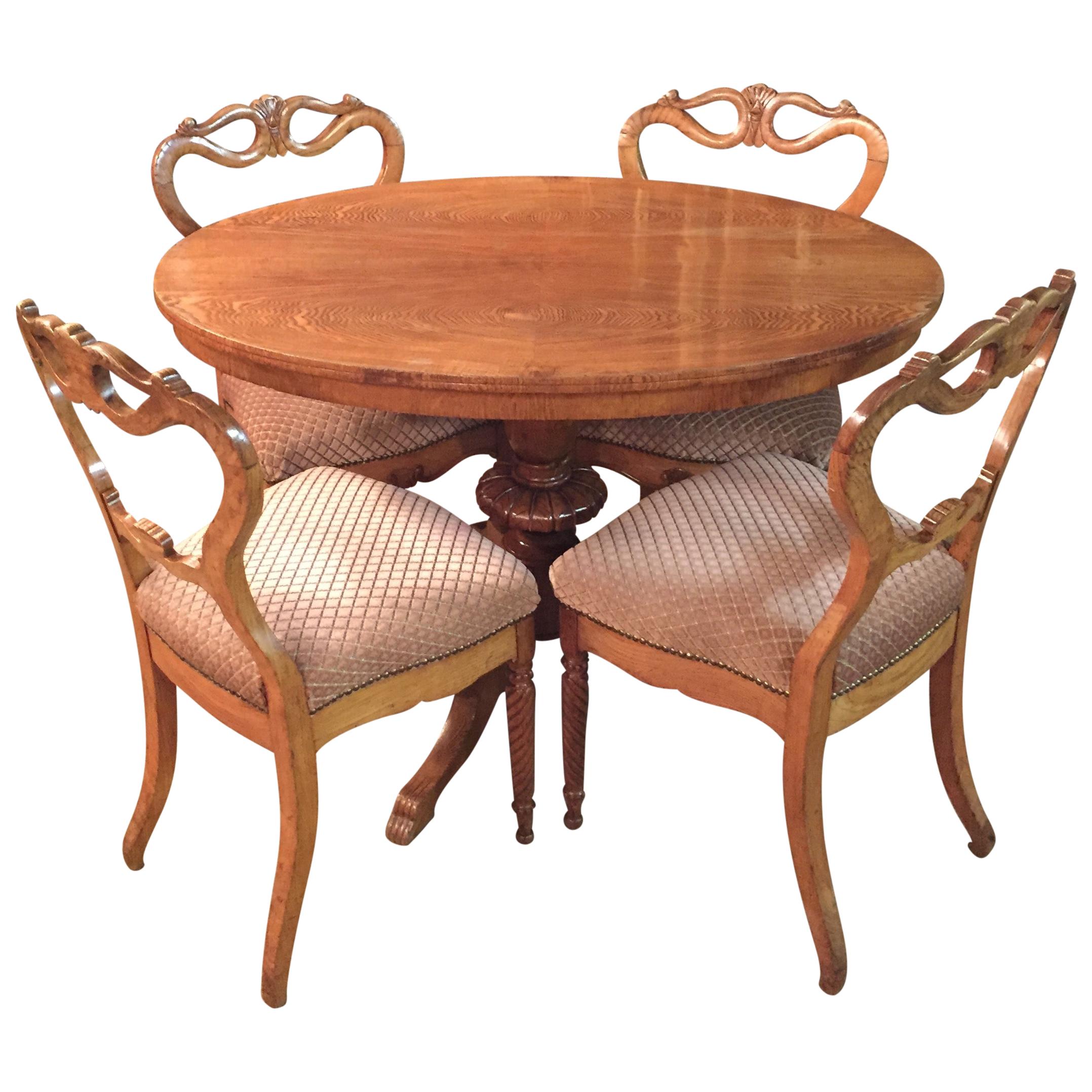 Original Biedermeyer Table with 4 Chairs circa 1850 Ashwood