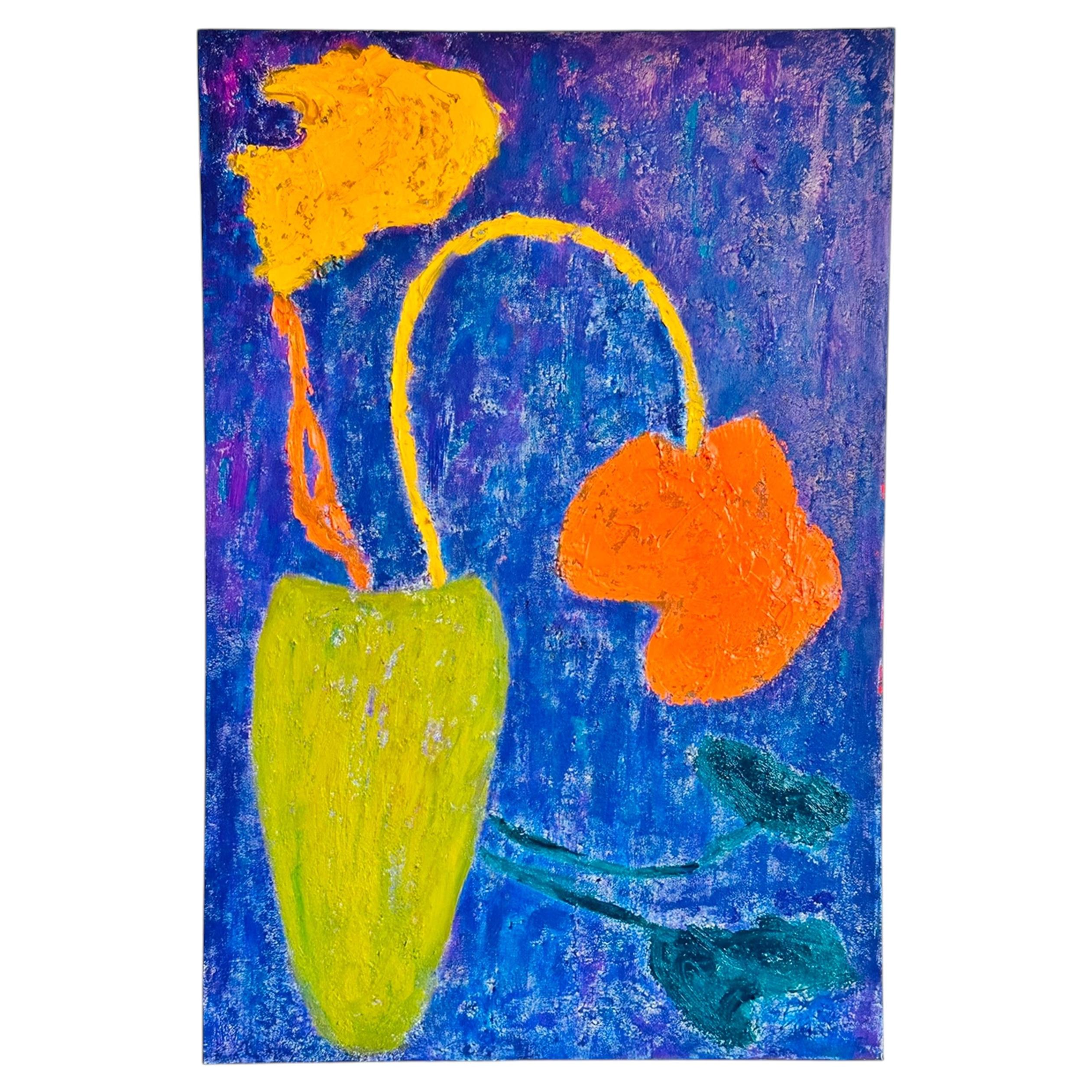 Original “Big Flowers” Oil on Canvas by Sharon Cannon, Los Angeles Artist
