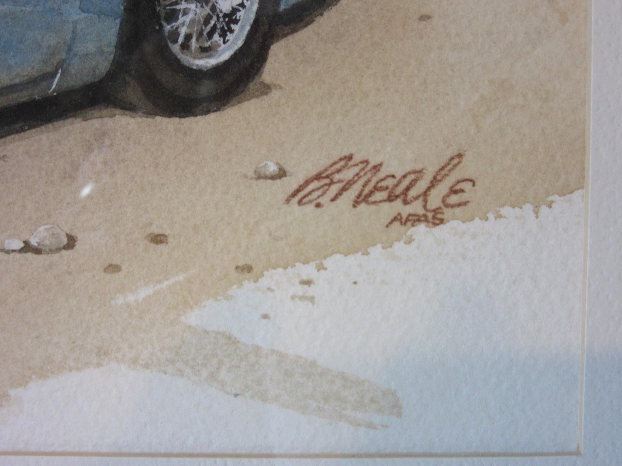 Original Bill Neale Austin Healey 3000 Automotive, Aquarell, gelisteter Künstler AFAS im Zustand „Hervorragend“ in Cincinnati, OH