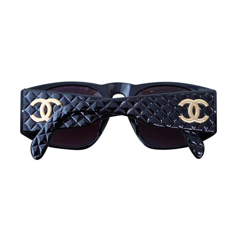 Original Black Chanel Quilted Sunglasses For Sale at 1stDibs