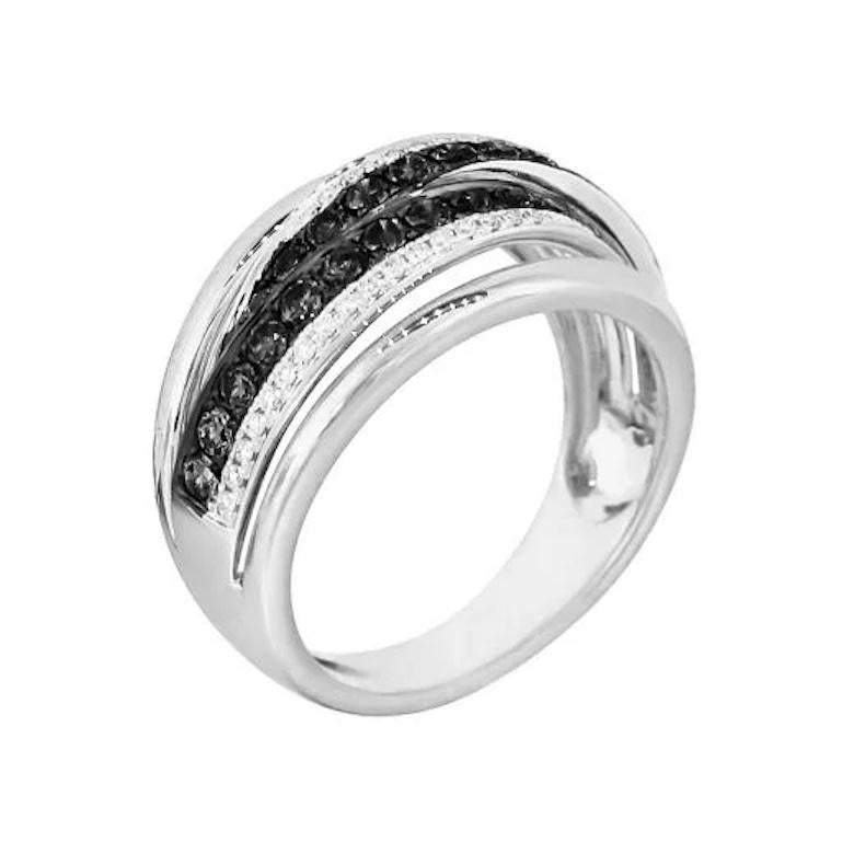 Modern Original Black Diamond Elegant White Gold Ring for Her For Sale