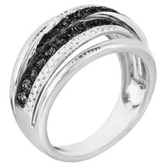 Original Schwarzer Diamant Eleganter Weißgold-Ring für Sie
