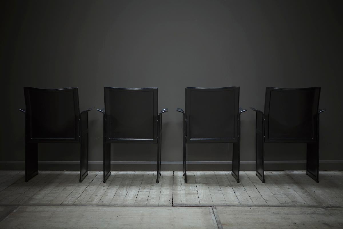 Original Black Leather Dining Chair by Tito Agnoli for Matteo Grassi For Sale 5