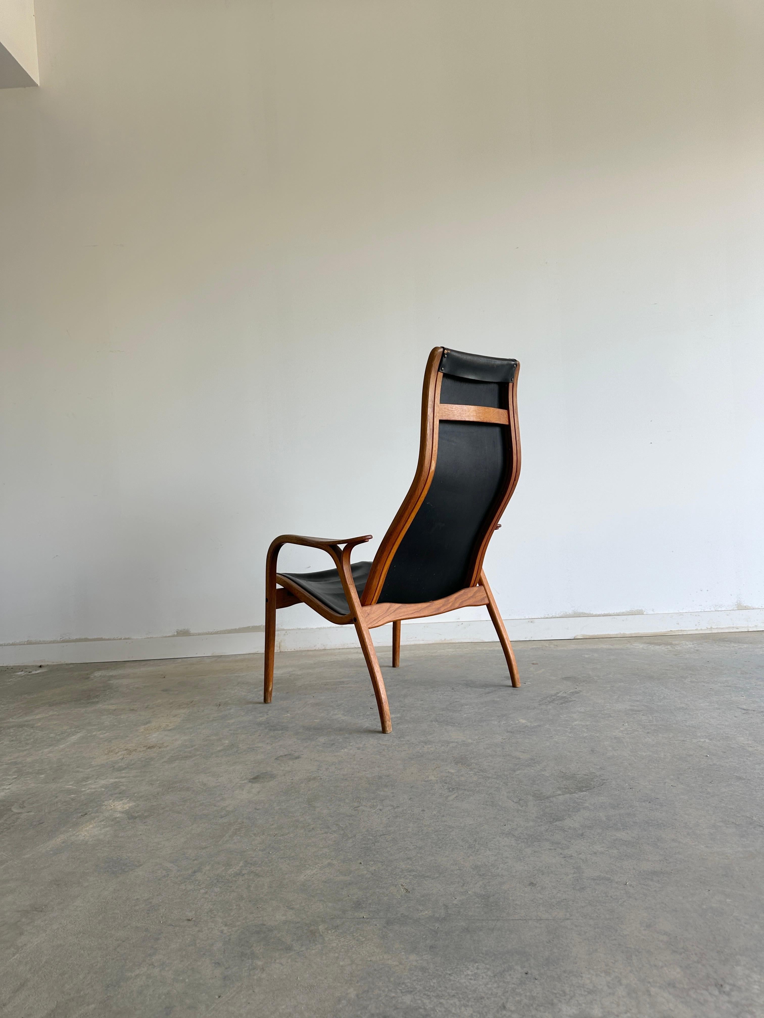 Original Lamino Lounge Chair aus schwarzem Leder von Yngve Ekström für Swedese (Moderne der Mitte des Jahrhunderts) im Angebot