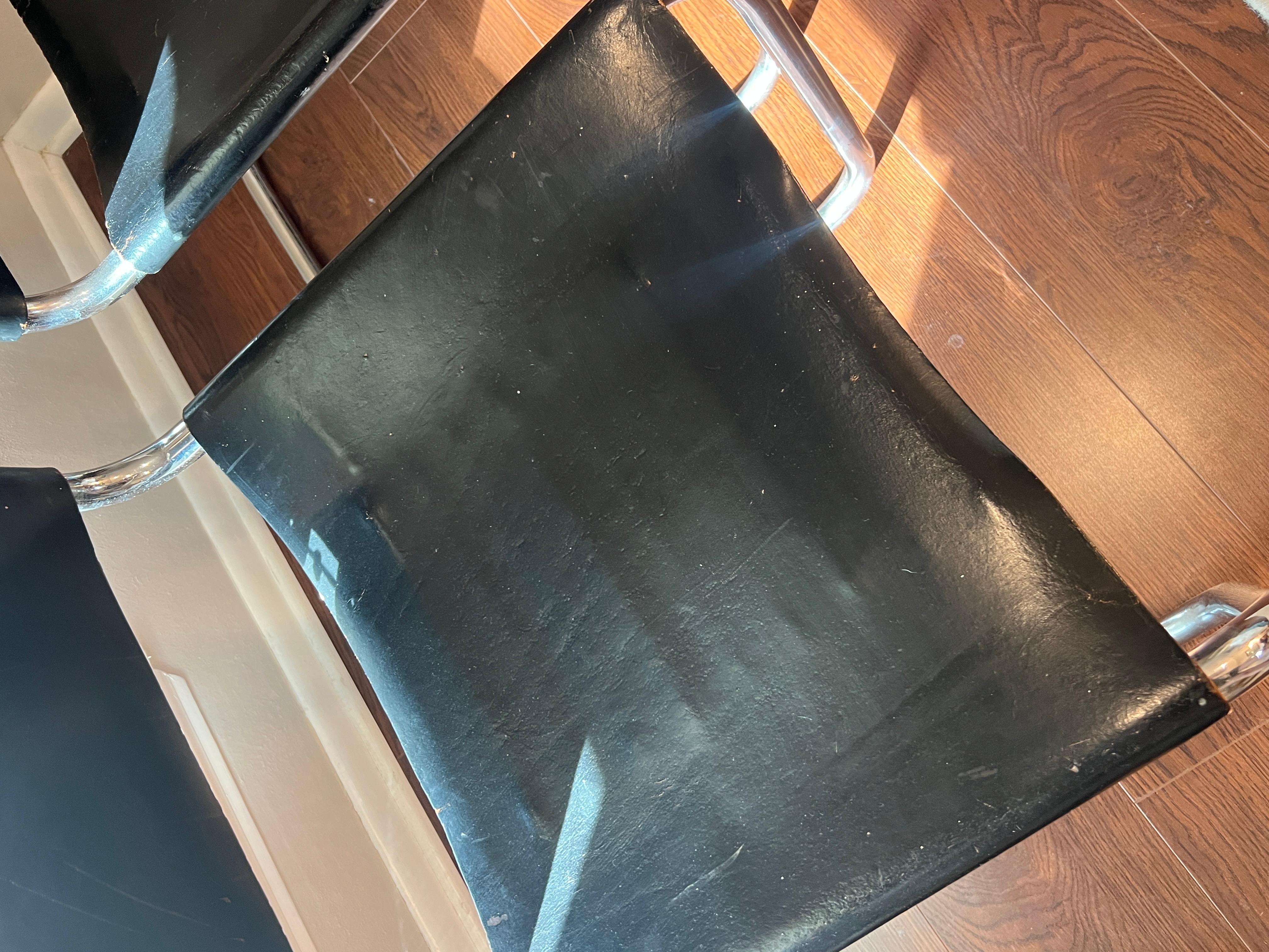 Original Black Leather Pair of Gavina B33 Chairs by Marcel Breuer with Corset 6