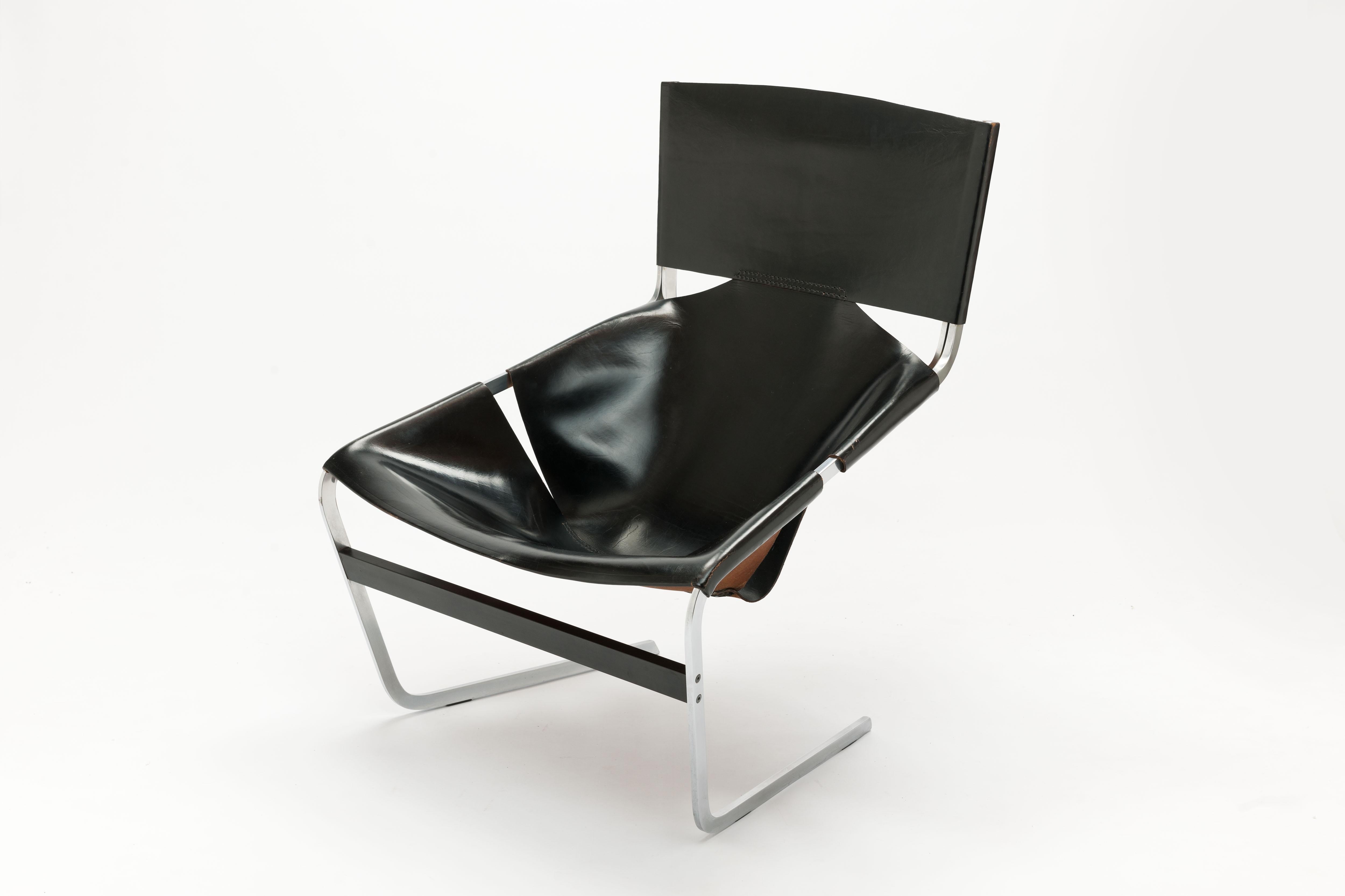 Original Black Leather Pierre Paulin F-444 Easy Chair by Artifort, 1962 9