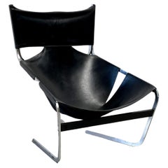 Original Black Leather Pierre Paulin F444 Lounge Chair