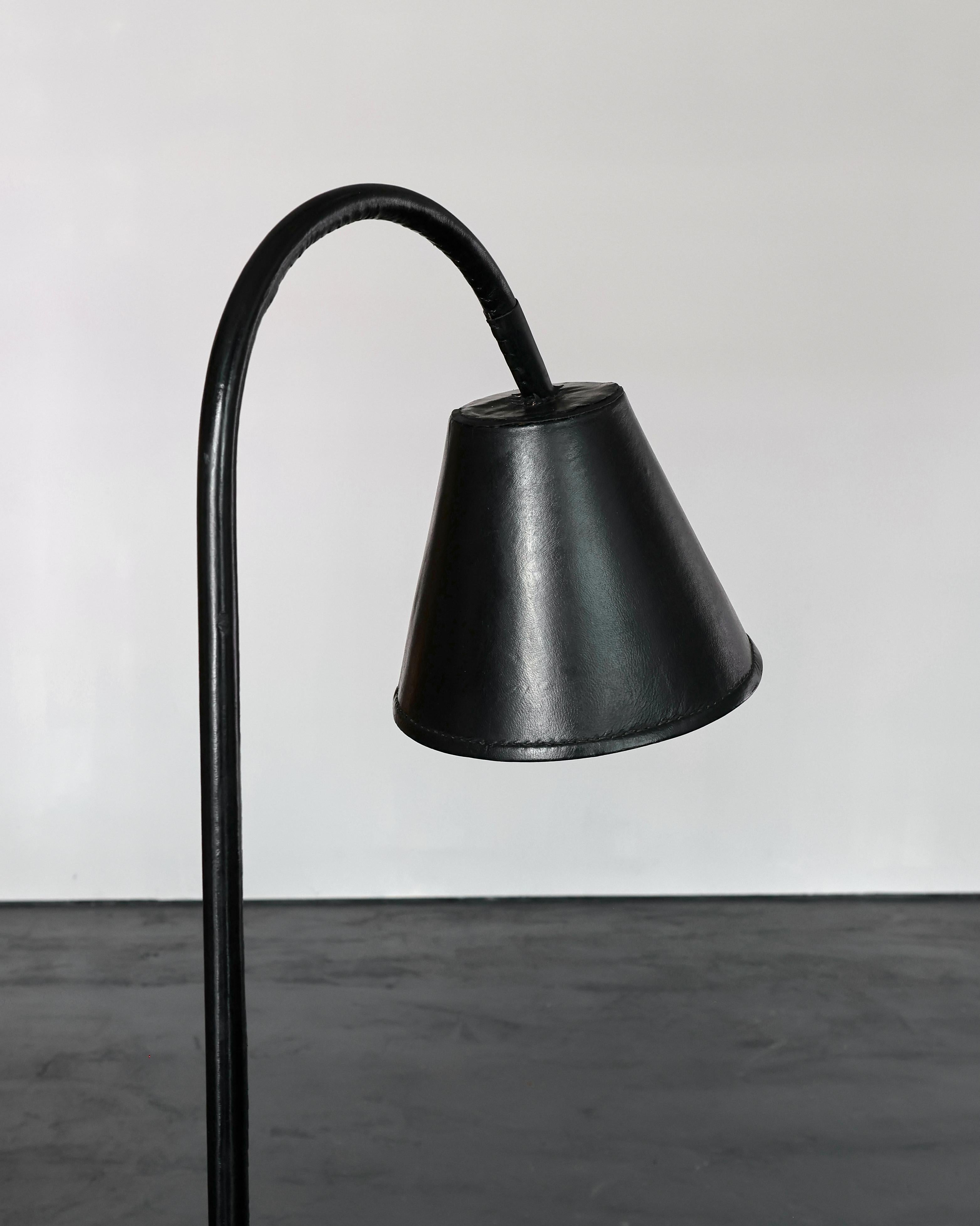 Original Black Leather Valenti Standard Lamp For Sale 5