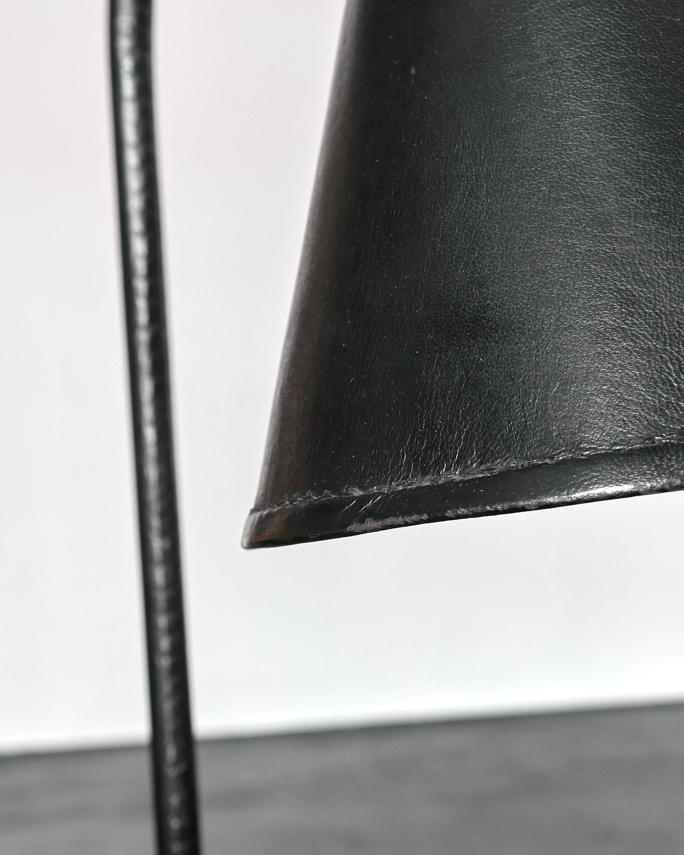 Original Black Leather Valenti Standard Lamp For Sale 6