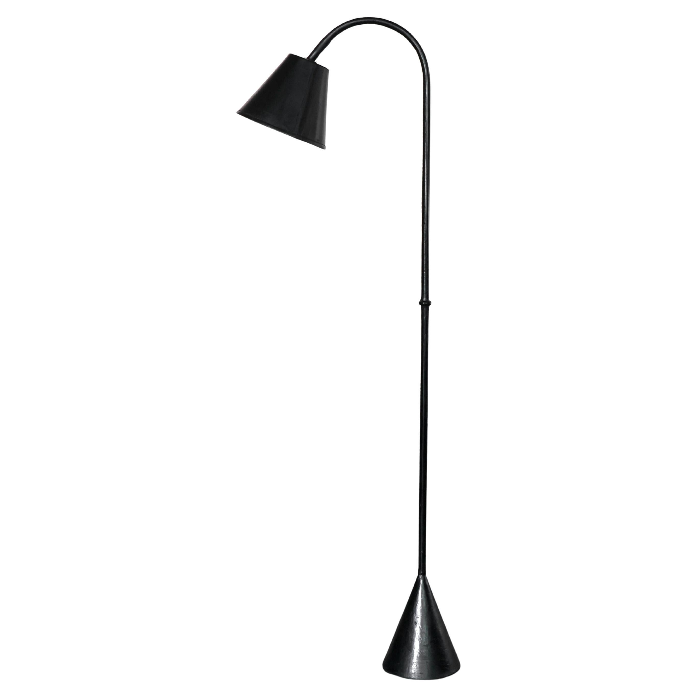 Original Black Leather Valenti Standard Lamp For Sale