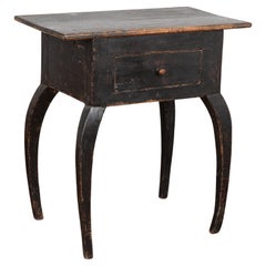Original Black Painted Small Side Table with Bowed Legs, Sweden, circa 1820-40 Original Black Painted Small Side Table with Bowed Legs, Sweden, circa 1820-40