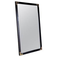 Original Black Painted Wood and Brass Campaign Style Mirror